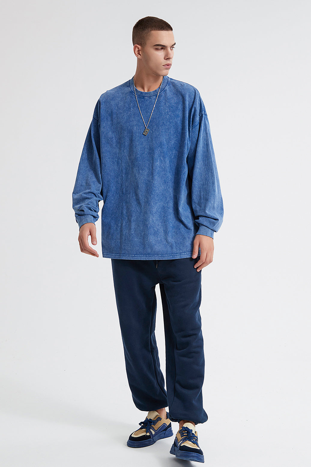 250GSM Vintage Washed Long Sleeve Crew