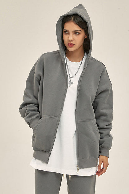 350GSM Solid Color Fleece Zipper Jacket