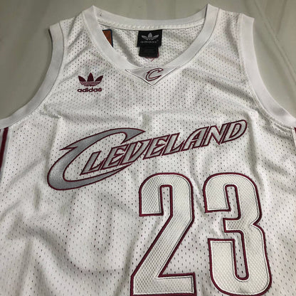 Cleveland Cavaliers LeBron James #23 All-white Throwback Jersey - Dense Embroidery