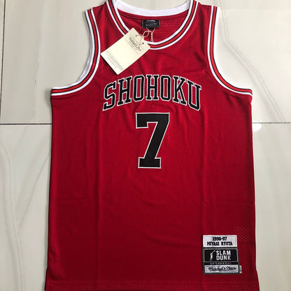 Slam Dunk Shohoku #7 red Throwback Jersey - Dense Embroidery