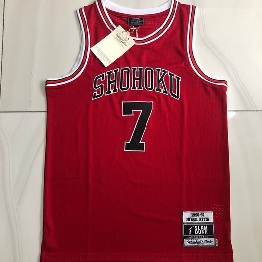Slam Dunk Shohoku #7 red Throwback Jersey - Dense Embroidery