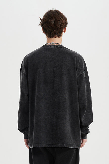310GSM Pigment Dyed Washed Long Sleeve Crew