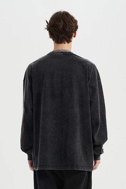 310GSM Pigment Dyed Washed Long Sleeve Crew