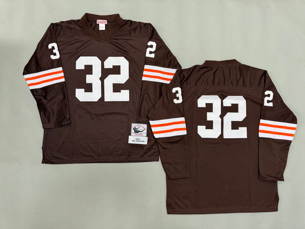 Mens Jim Brown#32 Cleveland Browns Vintage Throwback Jersey