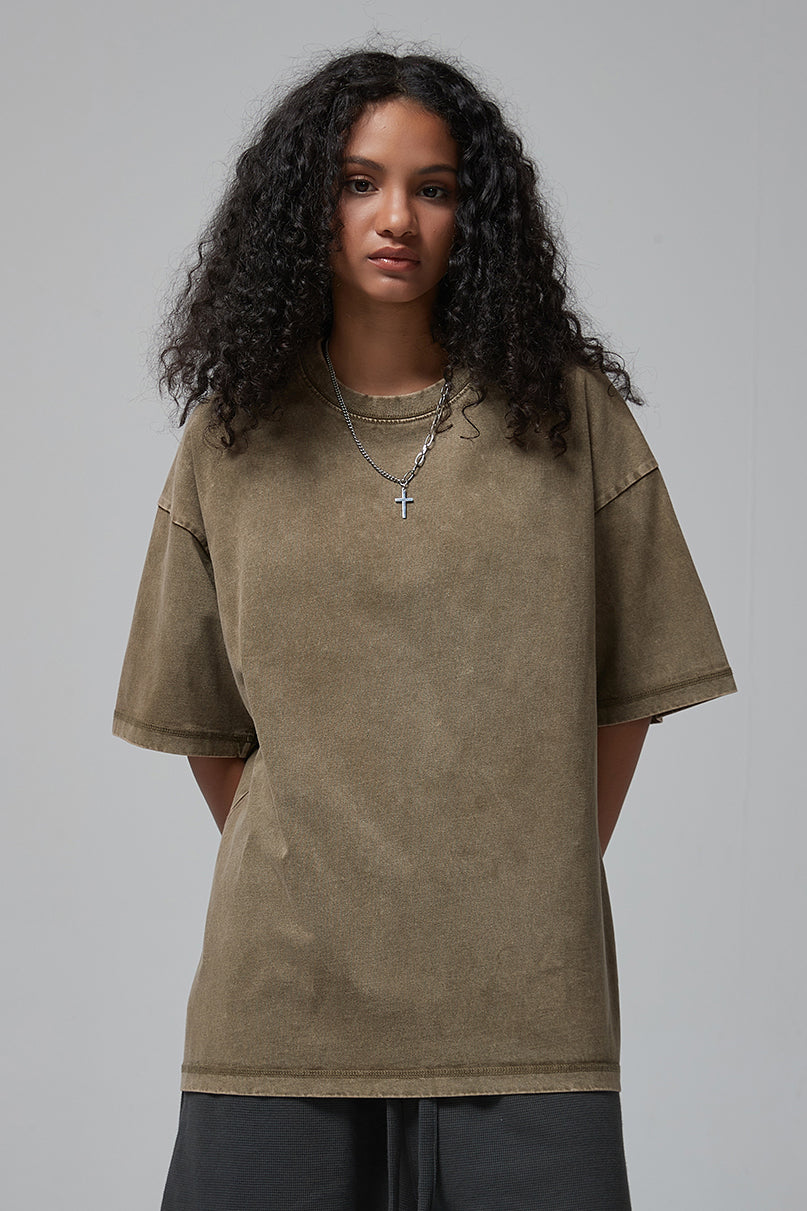 275GSM Double Stitch Sleeve Hem Washed Tee