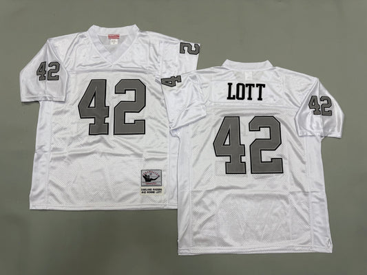 Mens Ronnie Lott#42 white Los Angeles Raiders Vintage Throwback Jersey