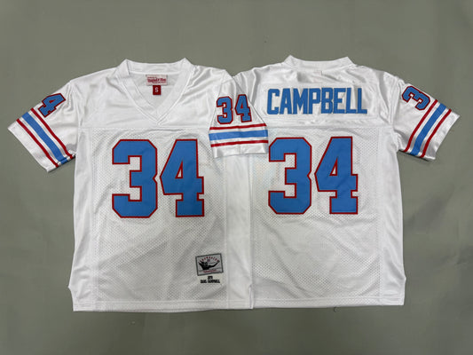 Youth Earl Campbell#34 white Houston Oilers Vintage Throwback Jersey