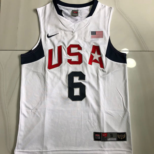 Team USA Redeem Team LeBron James #6 white Throwback Jersey - Dense Embroidery