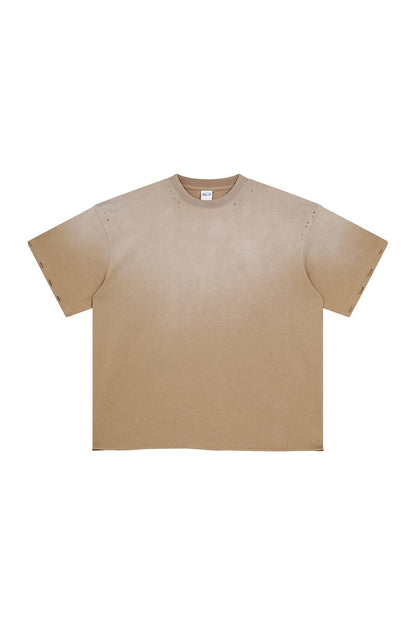250GSM Gradient Spray Washed Distressed Tee