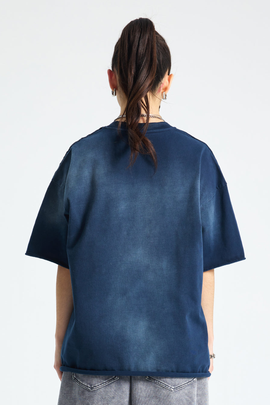 305GSM Gradient Spray Washed Distressed Tee