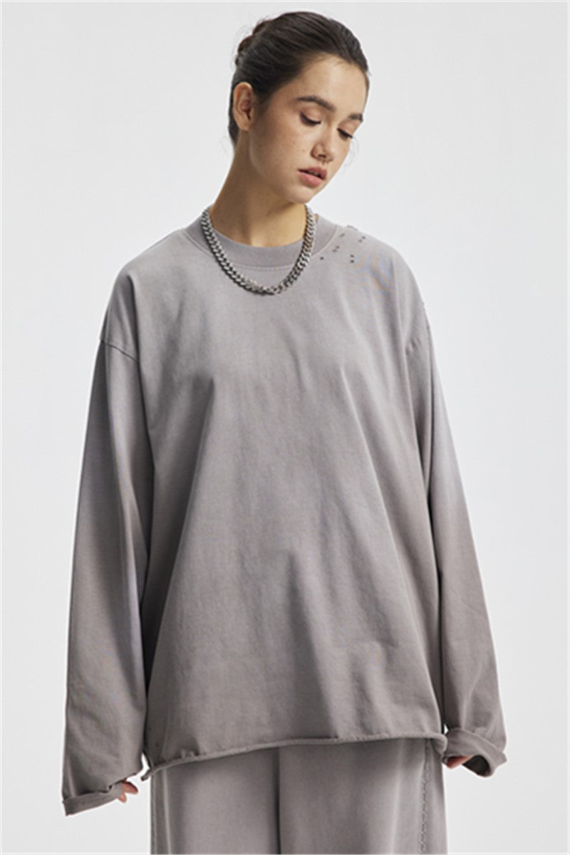 275GSM Distressed Spray Washed Long Sleeve