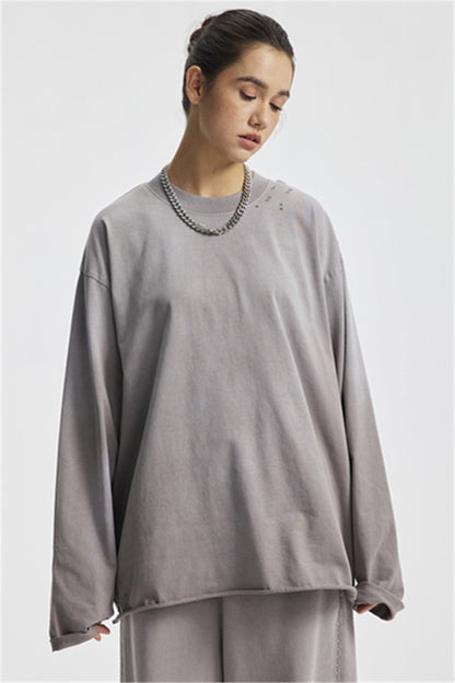 275GSM Distressed Spray Washed Long Sleeve