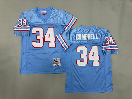 Mens Earl Campbell#34 Tennessee Oilers Vintage Throwback Jersey