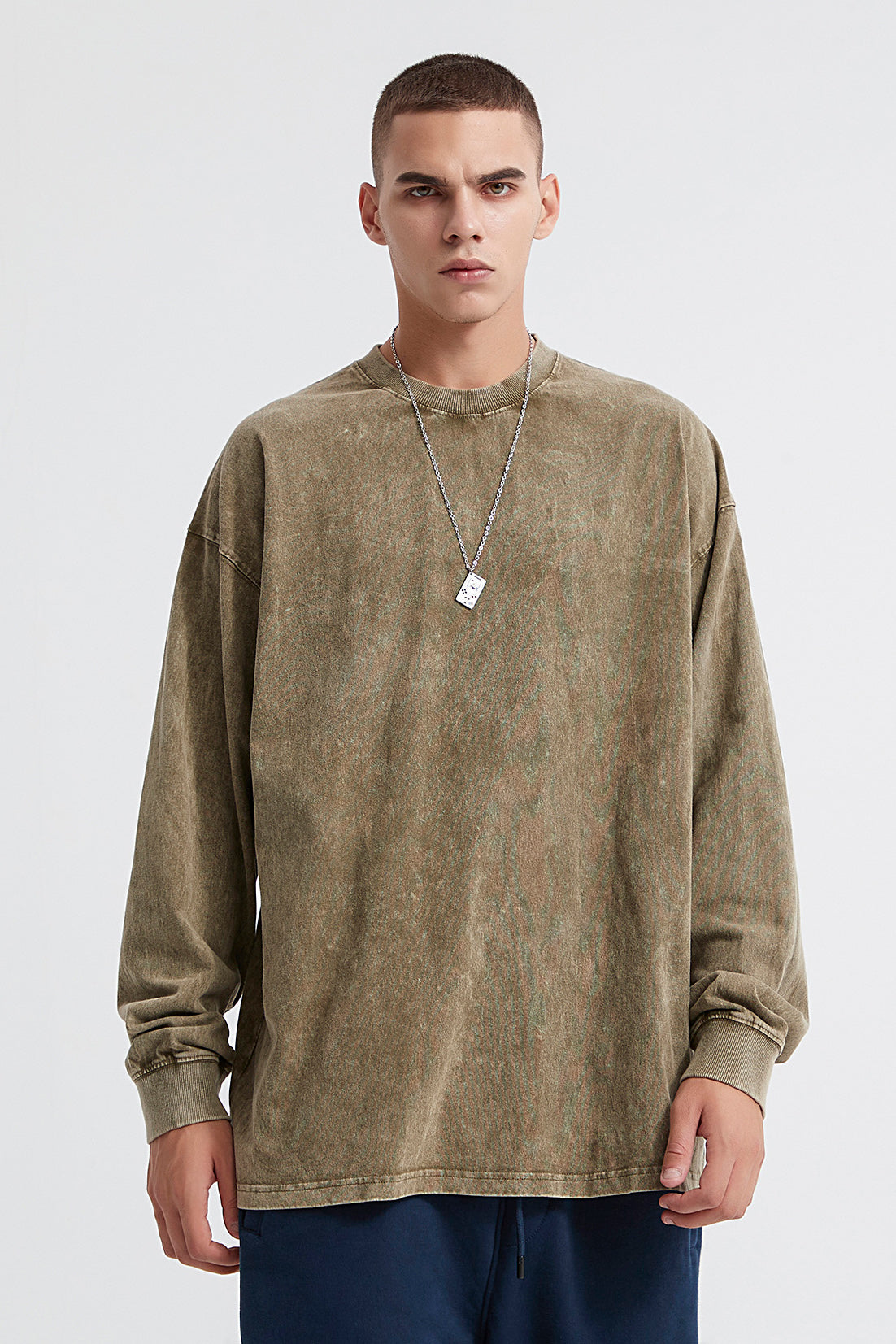 250GSM Vintage Washed Long Sleeve Crew