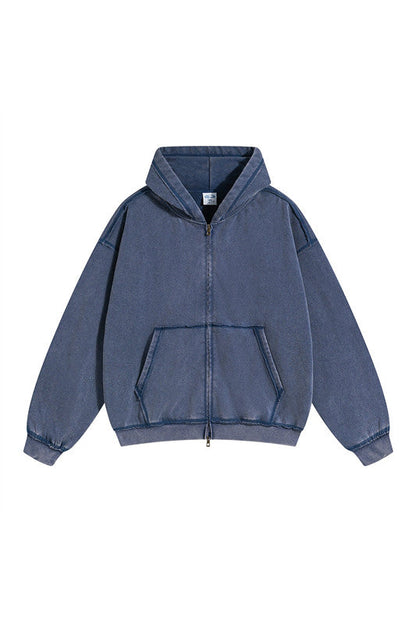 450GSM Distressed Washed Zipper Jacket