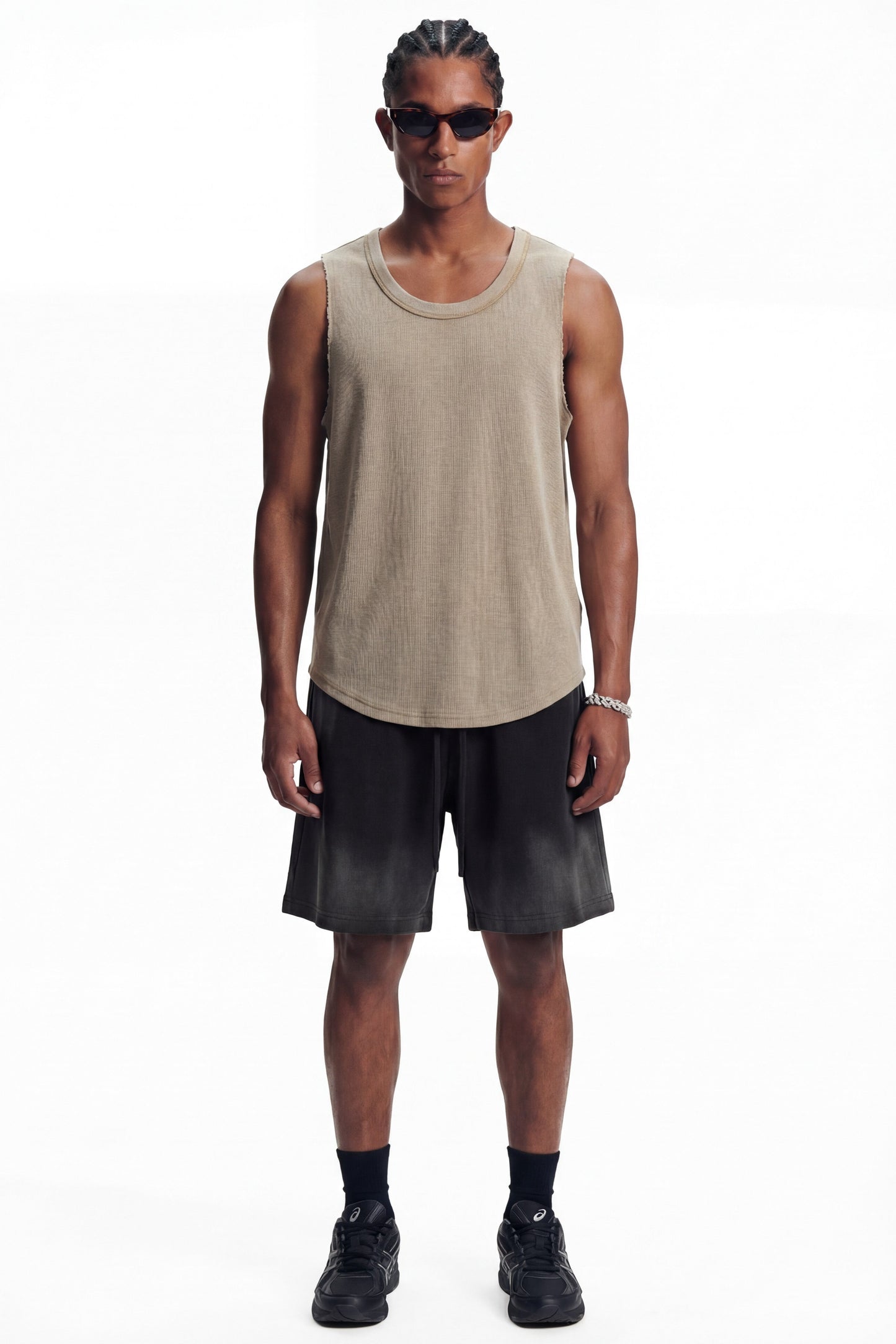 325GSM Washed Distressed Waffle Tee