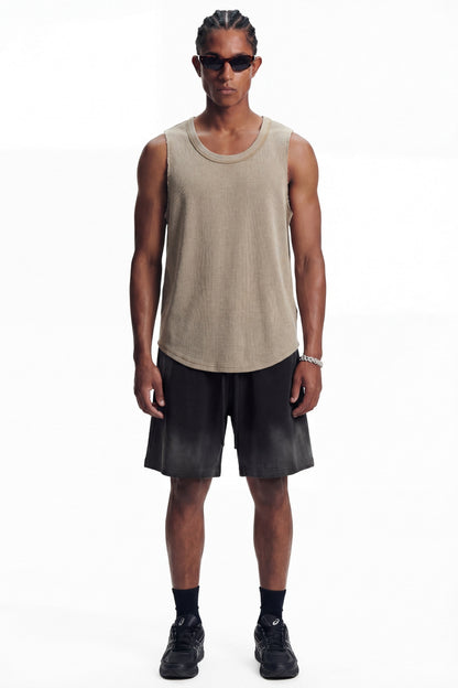 325GSM Washed Distressed Waffle Tee