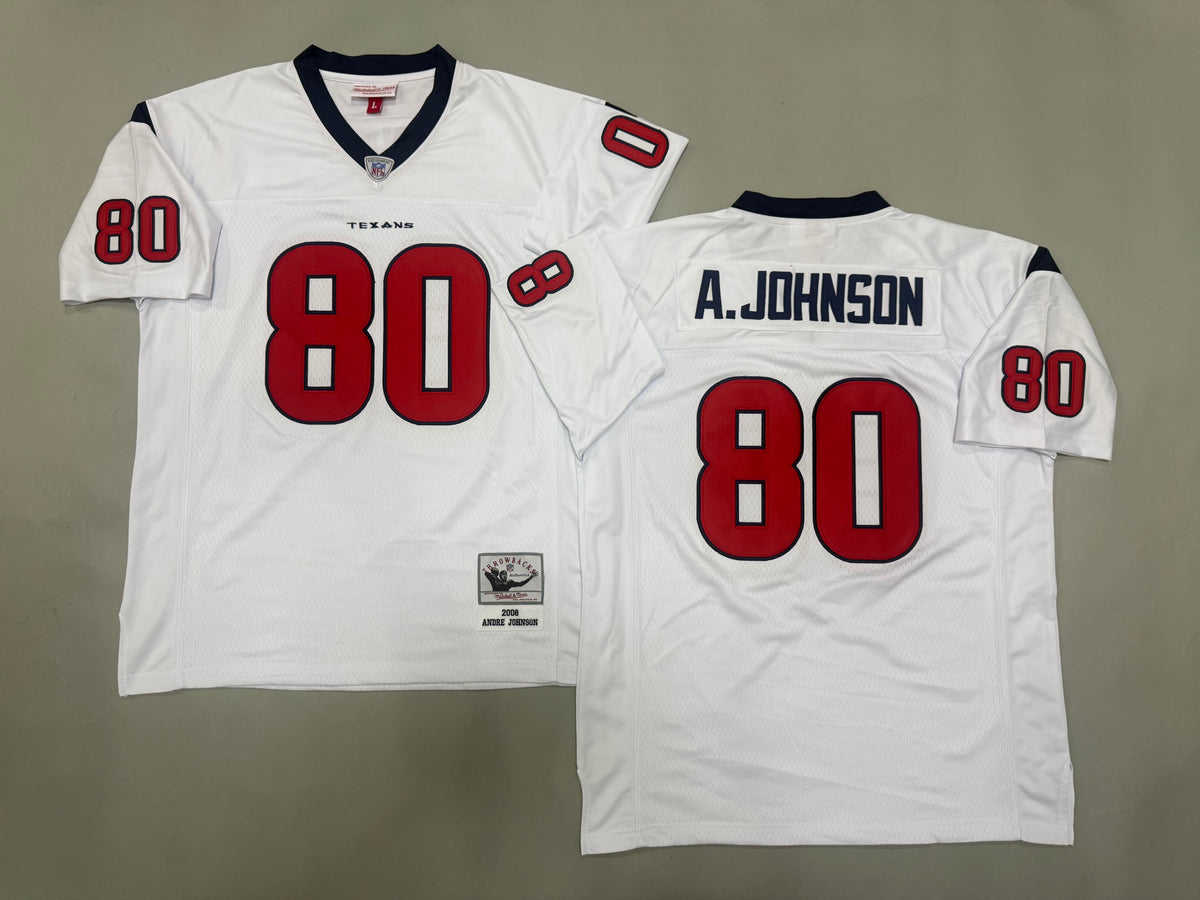 Mens Andre Johnson #80 Houston Texans White Vintage Throwback Jersey
