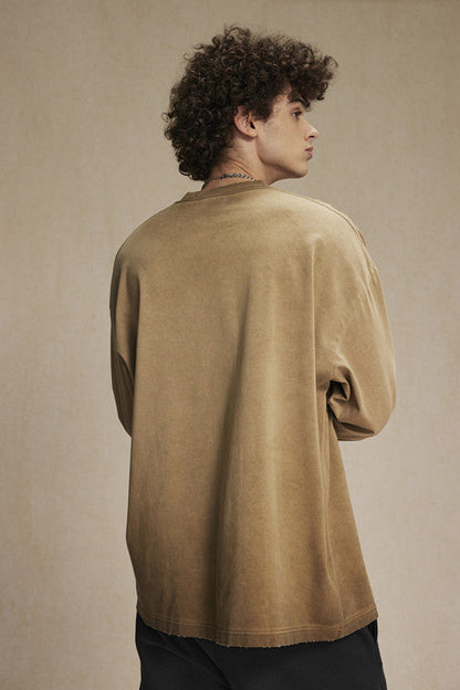 275GSM Distressed Washed Long Sleeve Crew