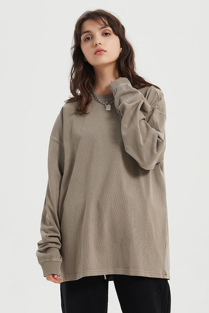 310GSM Pigment Dyed Washed Long Sleeve Crew