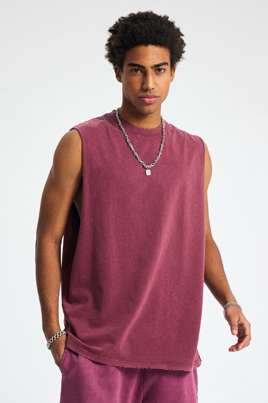 275GSM Distressed Washed Muscle Tee