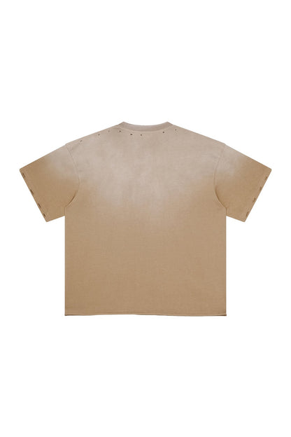 250GSM Gradient Spray Washed Distressed Tee