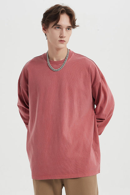 310GSM Pigment Dyed Washed Long Sleeve Crew