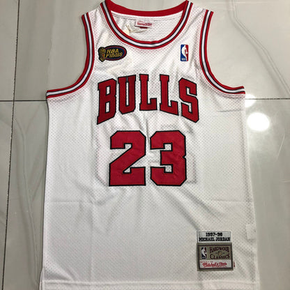 Chicago Bulls Michael Jordan #23 white 1997-98 Throwback Jersey - Dense Embroidery