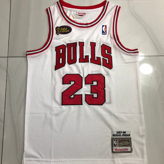 Chicago Bulls Michael Jordan #23 white 1997-98 Throwback Jersey - Dense Embroidery
