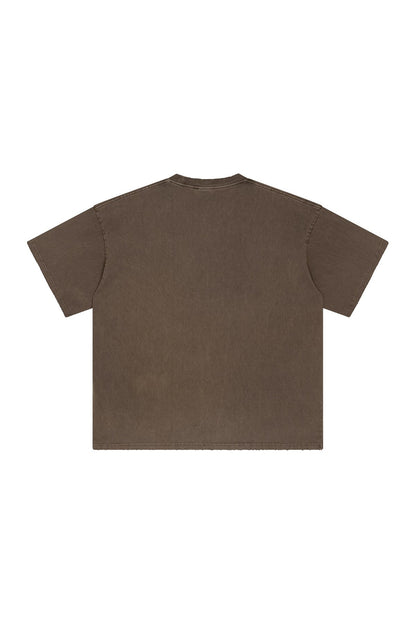 250GSM Distressed Pigment Dyed Washed Tee