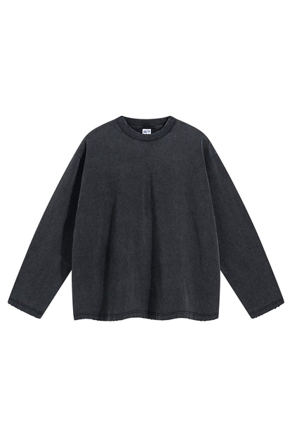 275GSM Distressed Washed Long Sleeve Crew