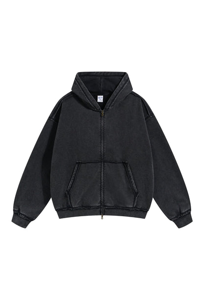 450GSM Distressed Washed Zipper Jacket