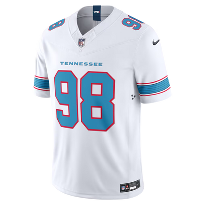 Jeffery Simmons #98 Tennessee Titans White Vapor F.U.S.E. Sewn Down Limited