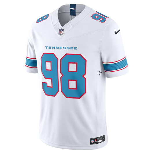 Jeffery Simmons #98 Tennessee Titans White Vapor F.U.S.E. Sewn Down Limited