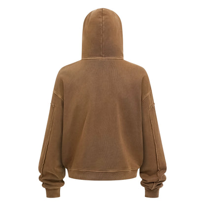 430GSM Boxy Fit Splicing Washed Zip Up Jacket