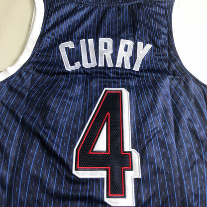 USA Basketball Team Stephen Curry #4 blue Throwback Jersey -  Dense Embroidery