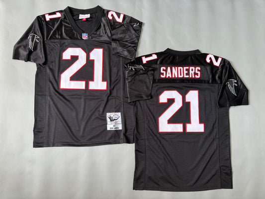 Men Deion Sanders #21 Atlanta Falcons Black Vintage Throwback Jersey
