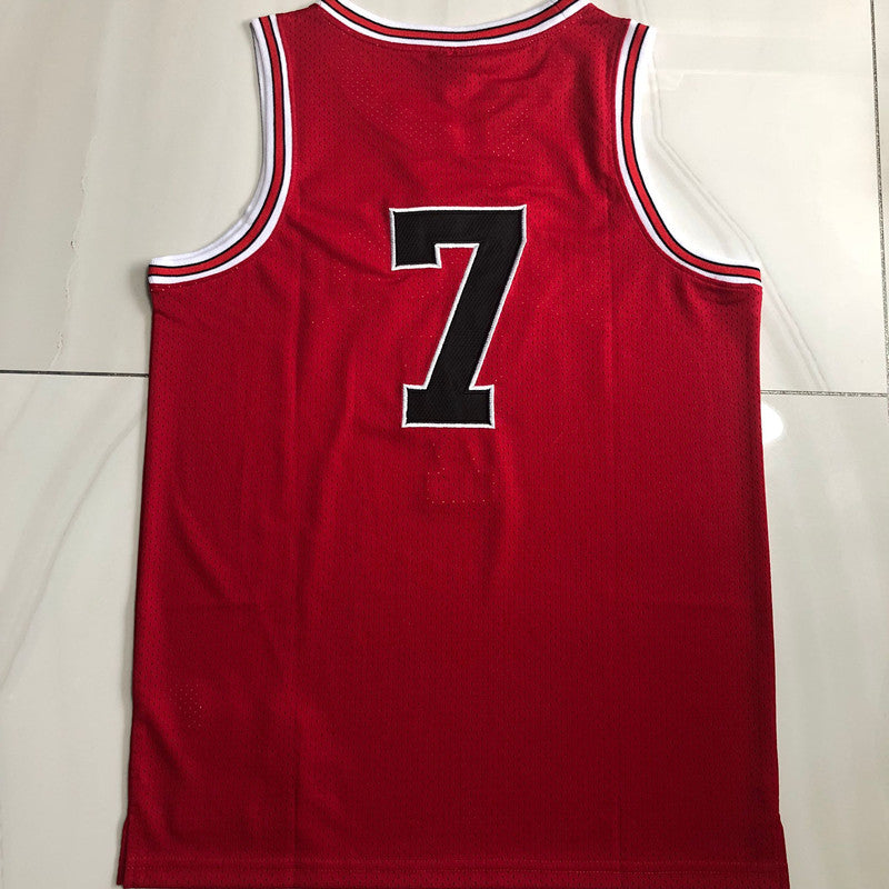 Slam Dunk Shohoku #7 red Throwback Jersey - Dense Embroidery