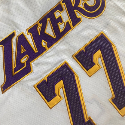 Los Angeles Lakers Luka Dončić #77 white Throwback Jersey -  Dense Embroidery