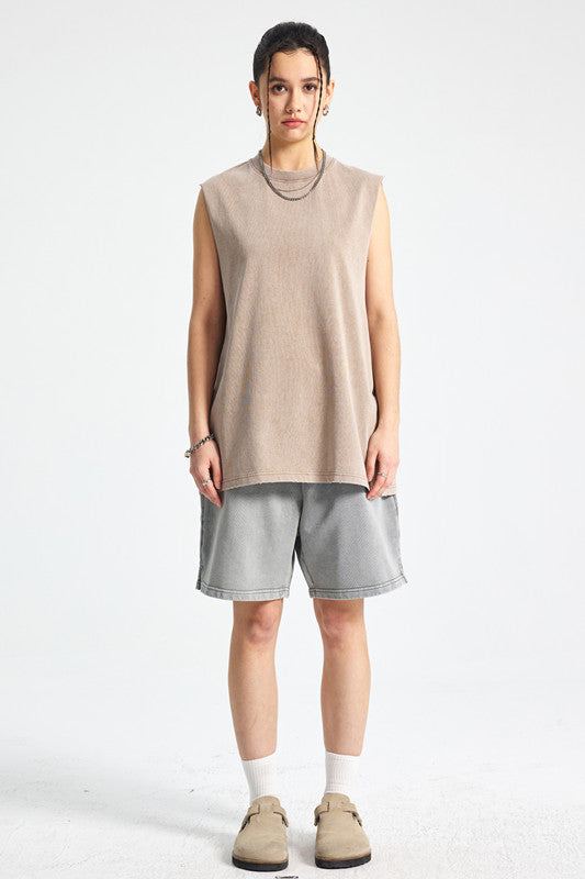 275GSM Distressed Washed Muscle Tee