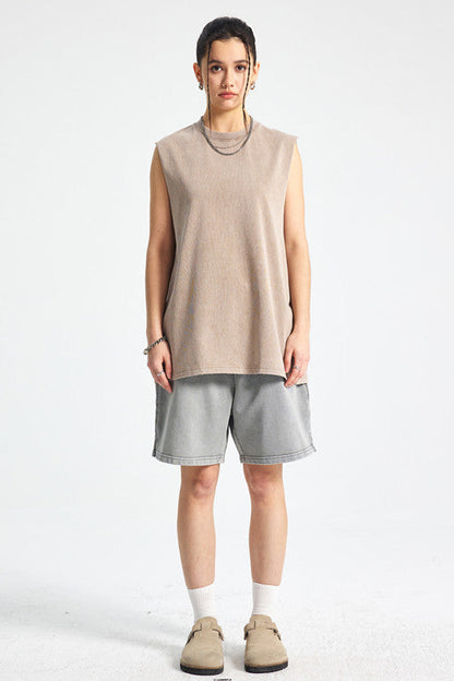 275GSM Distressed Washed Muscle Tee