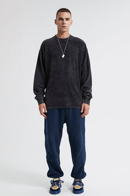 250GSM Vintage Washed Long Sleeve Crew