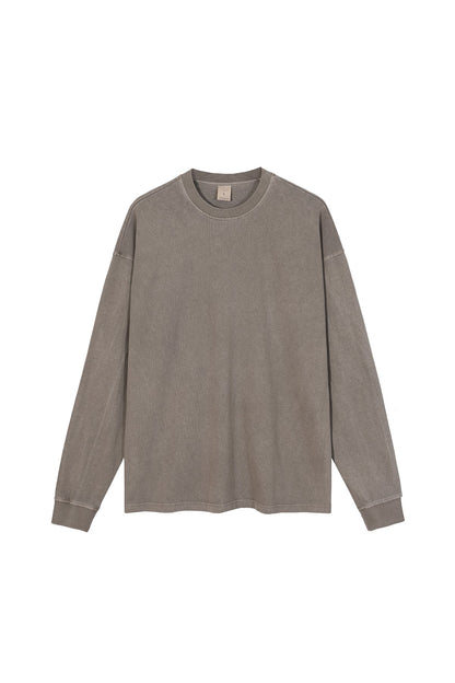 310GSM Pigment Dyed Washed Long Sleeve Crew