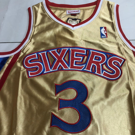 Philadelphia 76ers Allen Iverson #3 Platinum Edition Throwback Jersey - Dense Embroidery