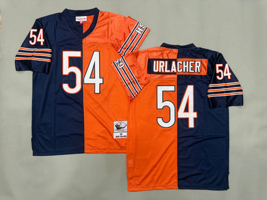 Mens Brian Urlacher #54 Chicago Bears Two-Tone Colorblock Vintage Throwback Jersey