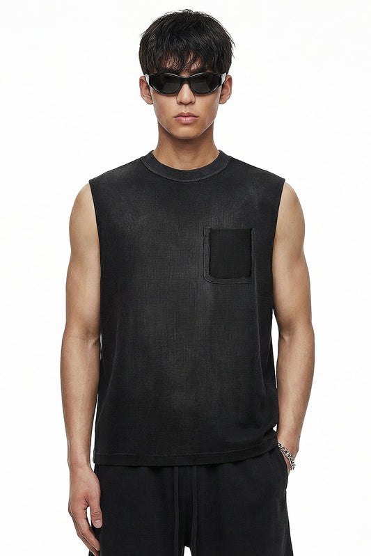 325GSM Sun Fade Waffle Material Muscle Tee
