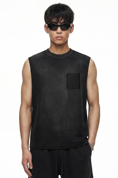 325GSM Sun Fade Waffle Material Muscle Tee