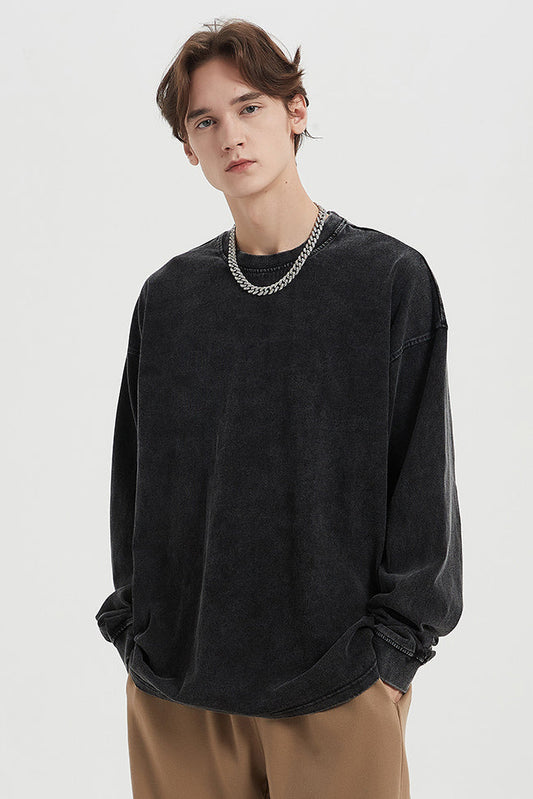 310GSM Pigment Dyed Washed Long Sleeve Crew