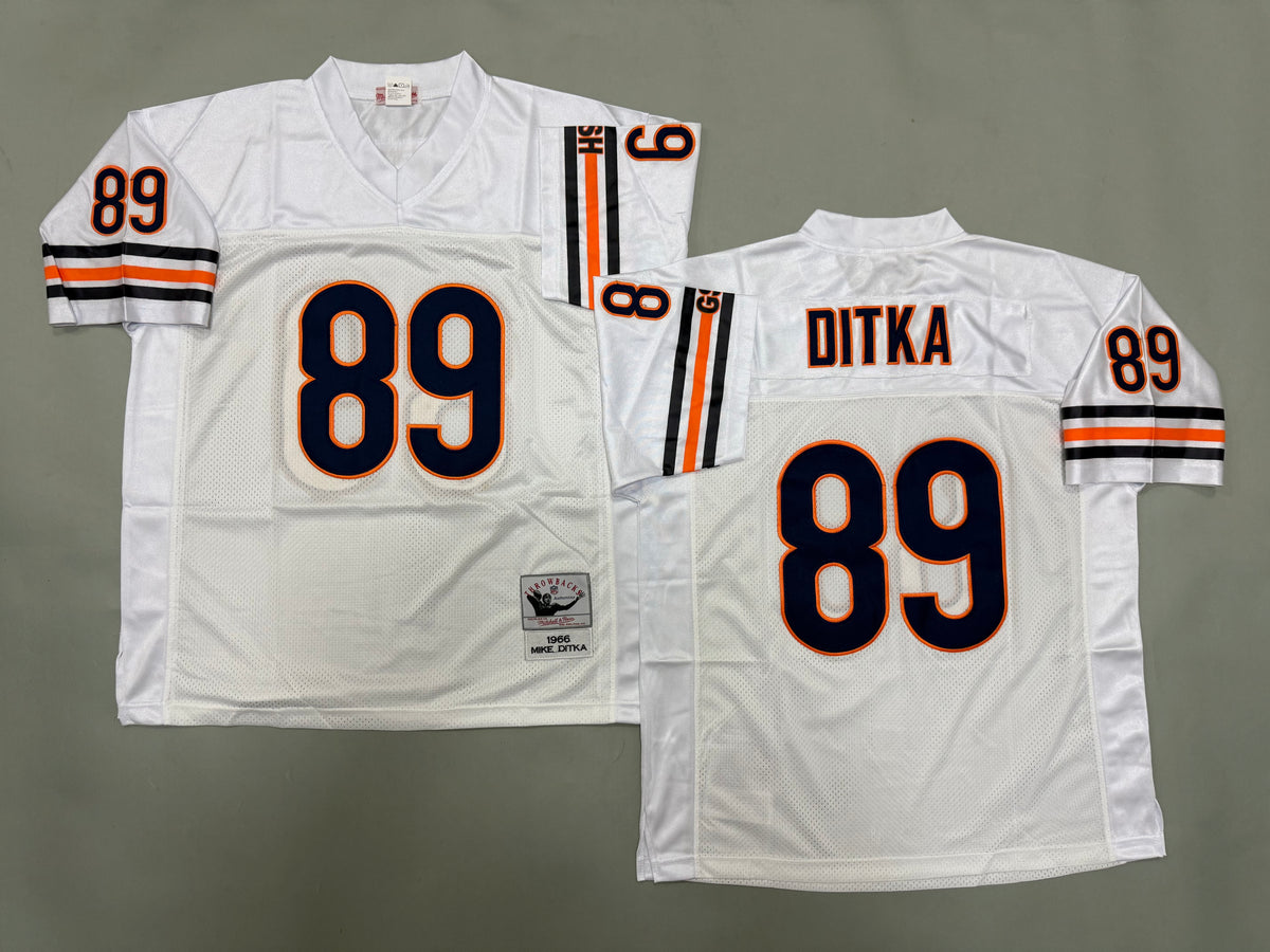 Mens Mike Ditka #89 Chicago Bears White 1966 Vintage Throwback Jersey