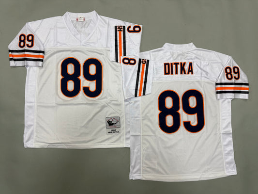Mens Mike Ditka #89 Chicago Bears White 1966 Vintage Throwback Jersey